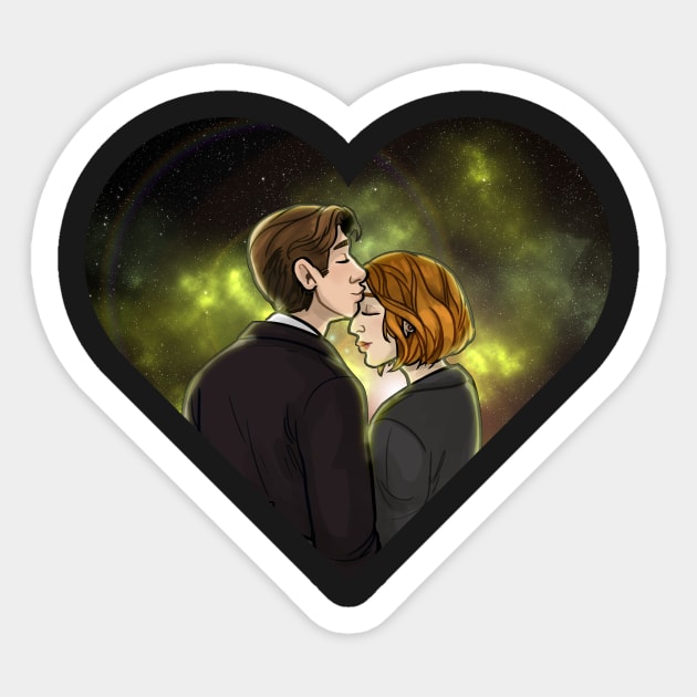 X-Files Mulder Scully OTP Kiss Ship Sticker by quietsnooze